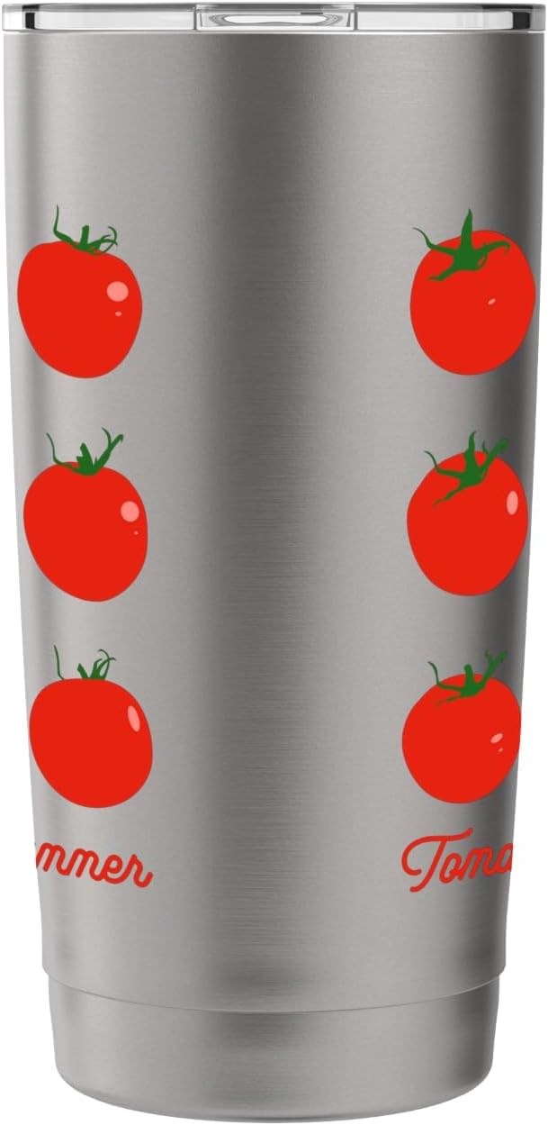Tomato Girl Summer Cute Grid Retro Fruitcore Aesthetic Stainless Steel Insulated Tumbler