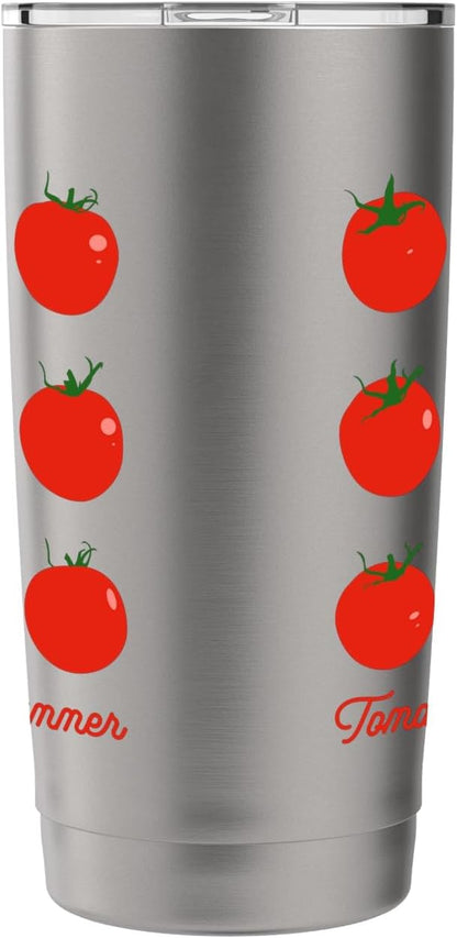 Tomato Girl Summer Cute Grid Retro Fruitcore Aesthetic Stainless Steel Insulated Tumbler