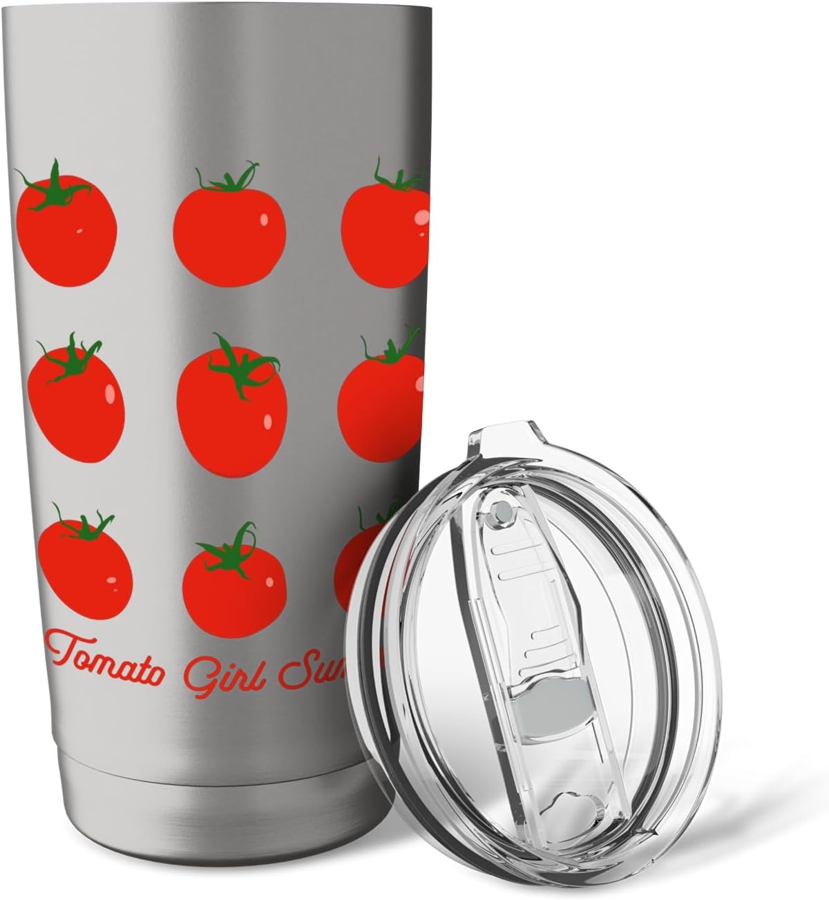 Tomato Girl Summer Cute Grid Retro Fruitcore Aesthetic Stainless Steel Insulated Tumbler