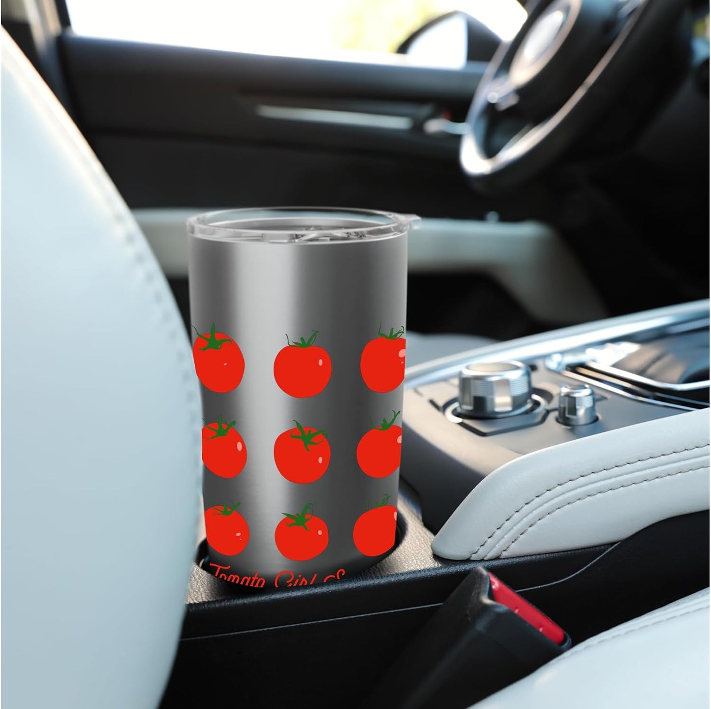 Tomato Girl Summer Cute Grid Retro Fruitcore Aesthetic Stainless Steel Insulated Tumbler