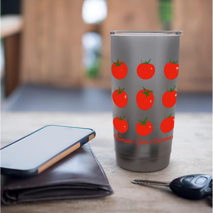 Tomato Girl Summer Cute Grid Retro Fruitcore Aesthetic Stainless Steel Insulated Tumbler