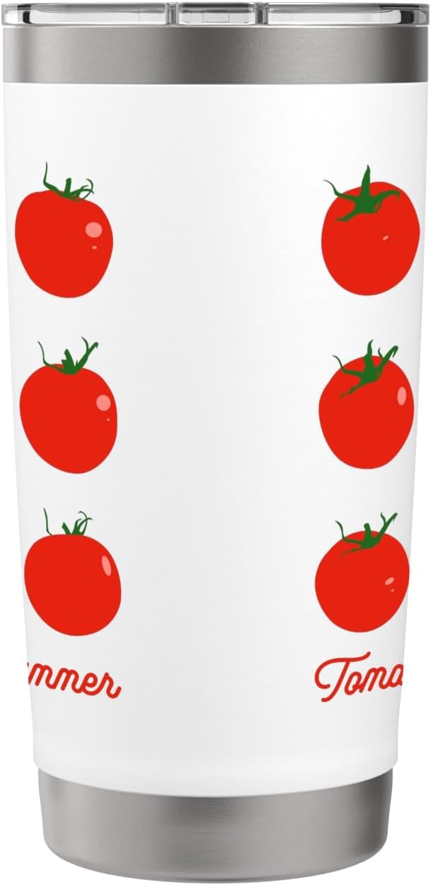 Tomato Girl Summer Cute Grid Retro Fruitcore Aesthetic Stainless Steel Insulated Tumbler