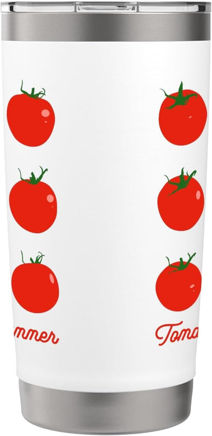 Tomato Girl Summer Cute Grid Retro Fruitcore Aesthetic Stainless Steel Insulated Tumbler