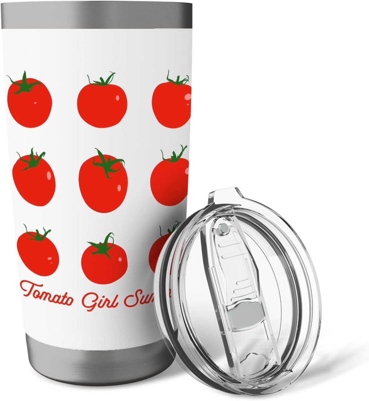 Tomato Girl Summer Cute Grid Retro Fruitcore Aesthetic Stainless Steel Insulated Tumbler