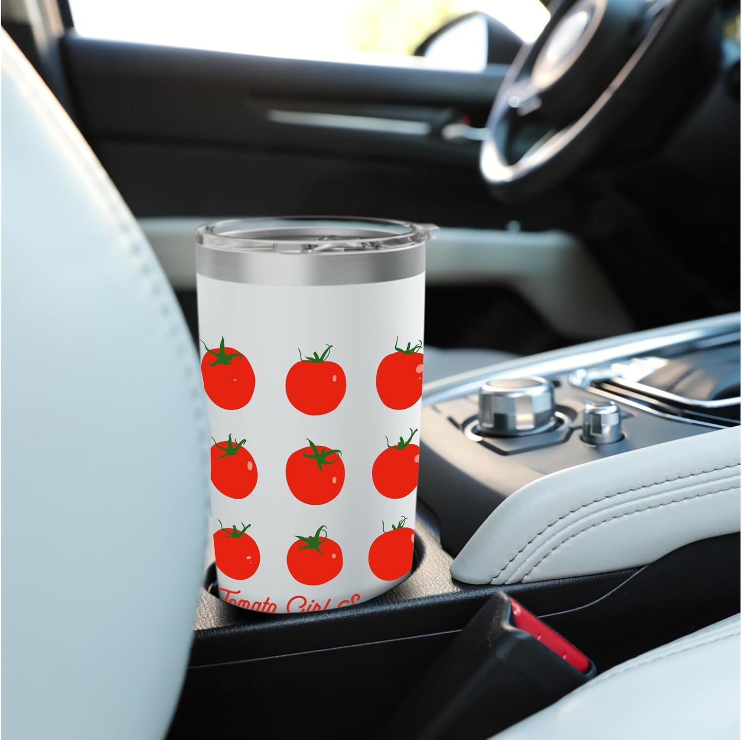 Tomato Girl Summer Cute Grid Retro Fruitcore Aesthetic Stainless Steel Insulated Tumbler