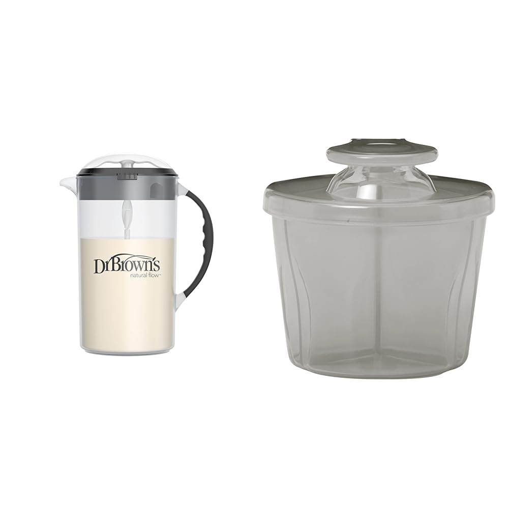 Baby 36oz Formula Mixing Pitcher and Formula Dispenser for Travel with Snap-On Lid, Black and Gray