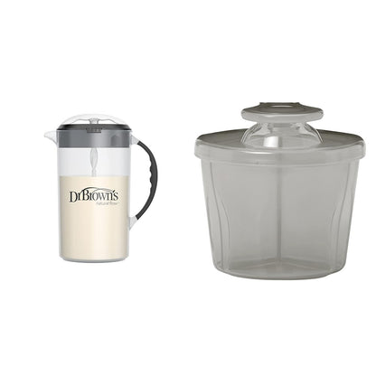 Baby 36oz Formula Mixing Pitcher and Formula Dispenser for Travel with Snap-On Lid, Black and Gray