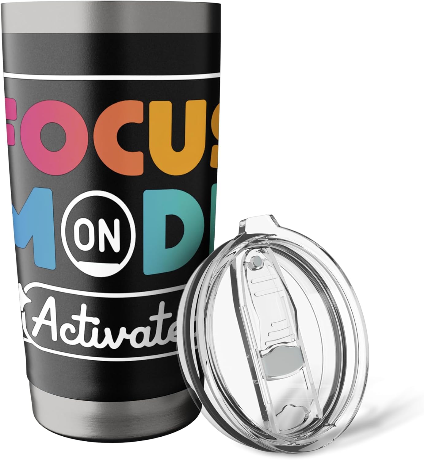 Focus Mode Activated Colorful Typography Stainless Steel Insulated Tumbler