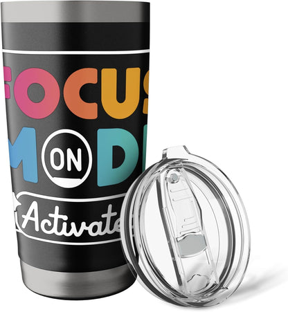 Focus Mode Activated Colorful Typography Stainless Steel Insulated Tumbler