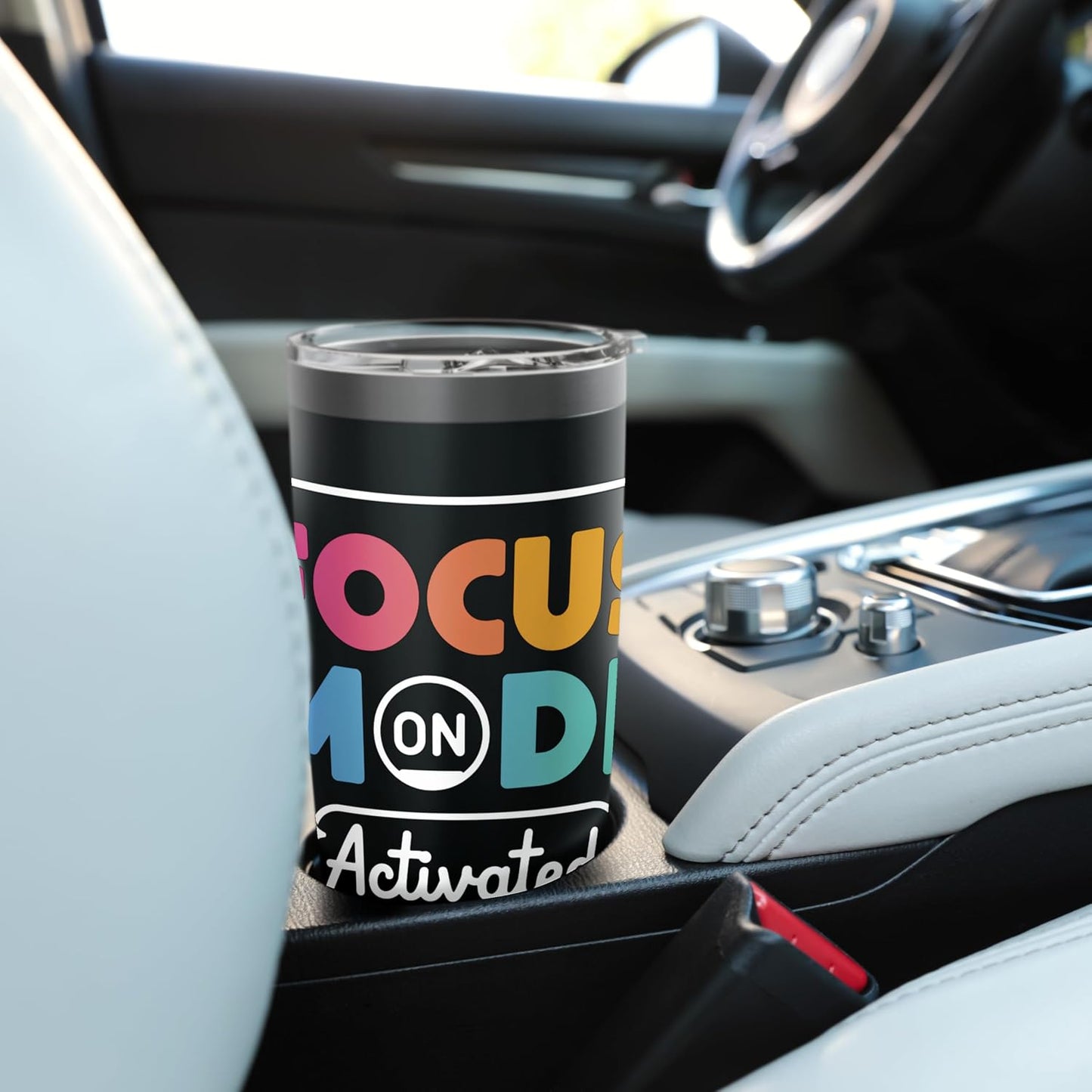 Focus Mode Activated Colorful Typography Stainless Steel Insulated Tumbler