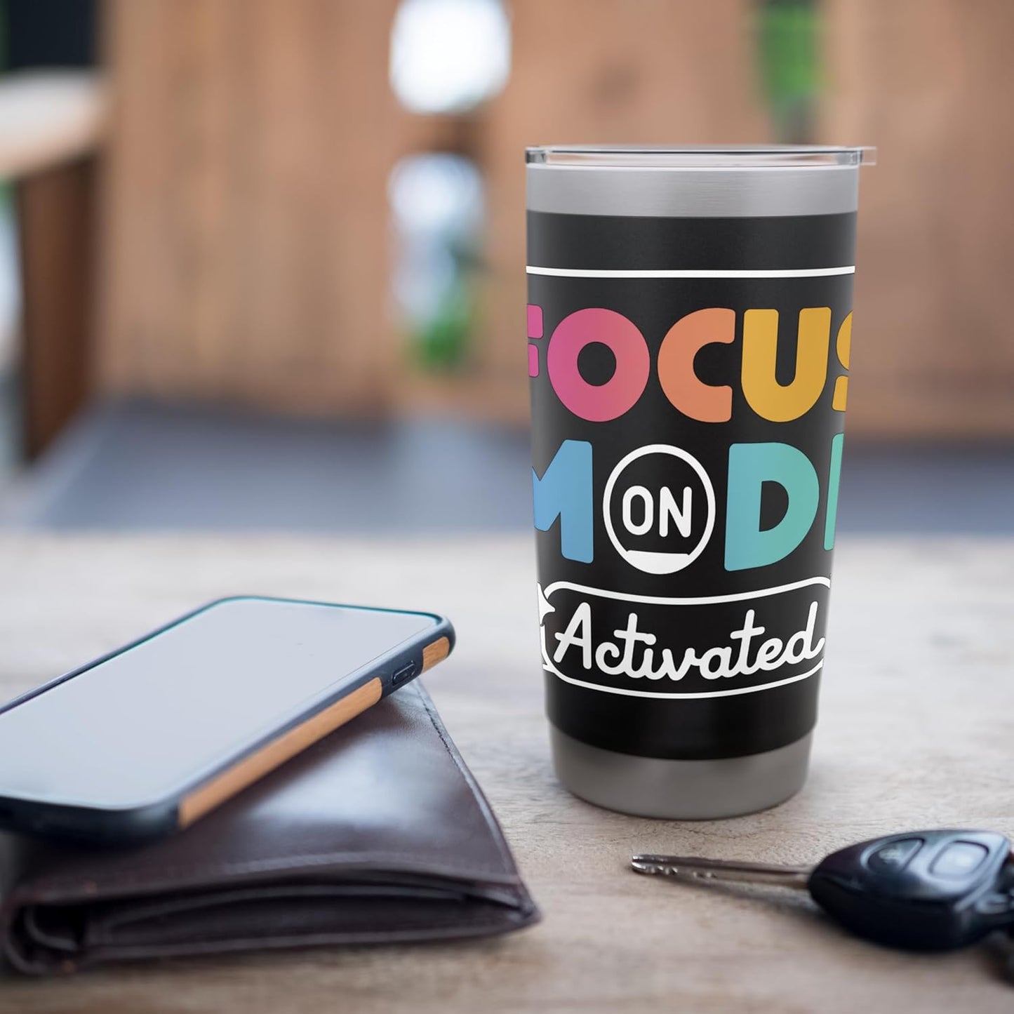 Focus Mode Activated Colorful Typography Stainless Steel Insulated Tumbler