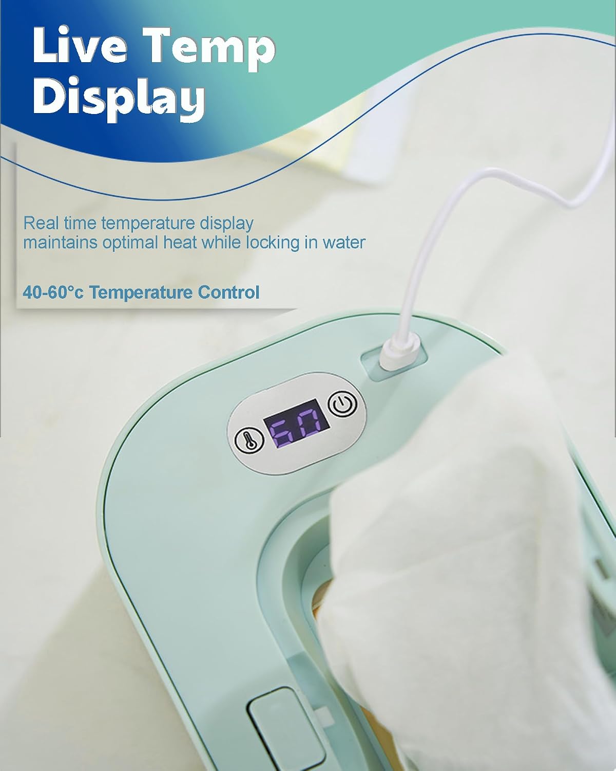 Banapoy Baby Wipe Warmer, USB Powered Dispenser, White