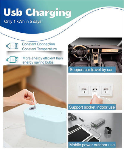 Banapoy Baby Wipe Warmer, USB Powered Dispenser, White