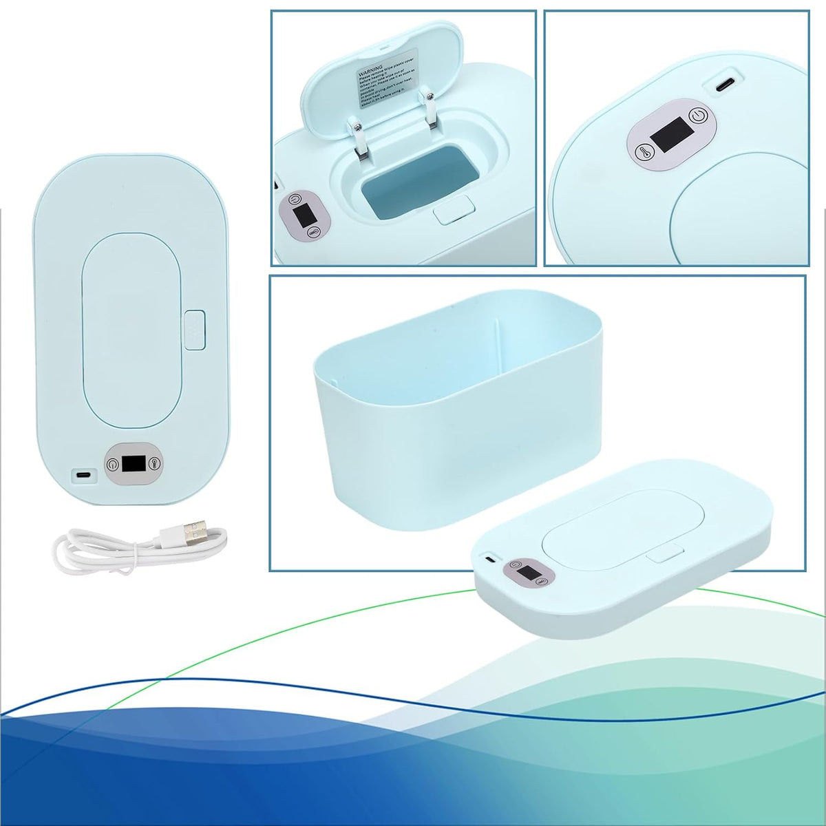 Banapoy Baby Wipe Warmer, USB Powered Dispenser, White