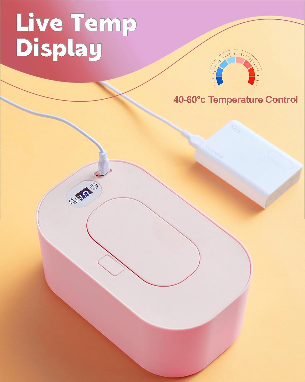 Banapoy Baby Wipe Warmer, USB Powered Dispenser, White