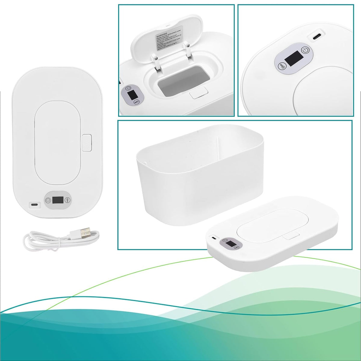 Banapoy Baby Wipe Warmer, USB Powered Dispenser, White
