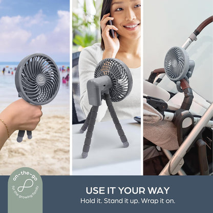 Smart Grip Deluxe Fan, Octopus Wrap Around Legs, Adjustable, Battery Operated