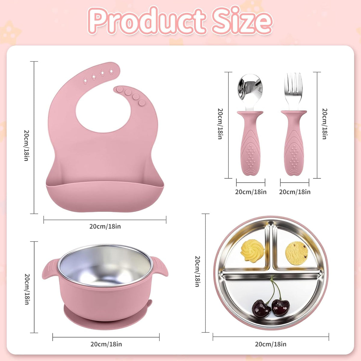 5-in-1 Stainless Steel Baby Feeding Set with Suction Plate & Spoon