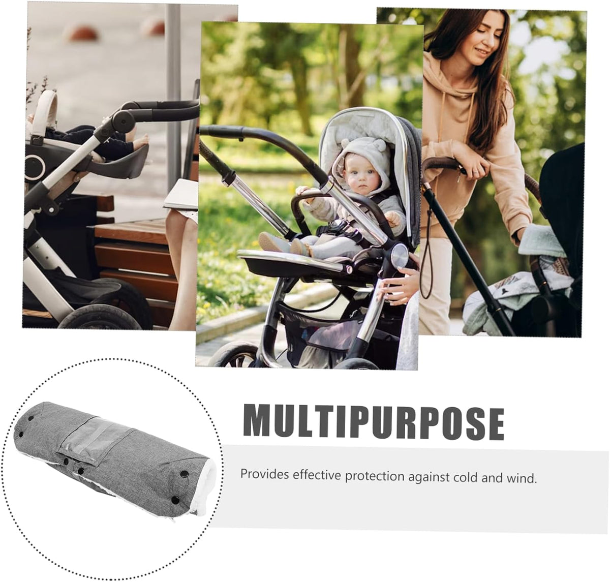 Winter Stroller Hand Windproof Insulated Mittens for Cold Weather Comfortable Pushchair Hand Warmers Detachable Design Material for Parents