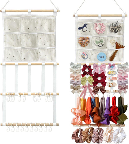 Headband Holder Bows Organizer for Girls | High Capacity Wall Mounted Hair Accessories Organizer Holder for Hair Bows & Clips | Girls Room Wall Decor