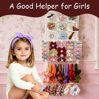 Headband Holder Bows Organizer for Girls | High Capacity Wall Mounted Hair Accessories Organizer Holder for Hair Bows & Clips | Girls Room Wall Decor