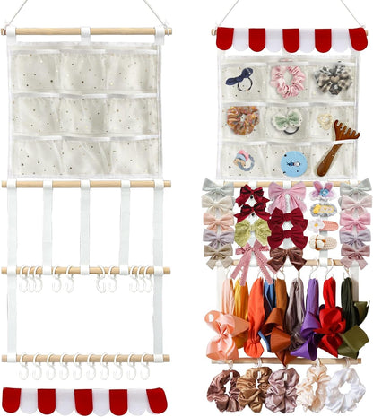 Headband Holder Bows Organizer for Girls | High Capacity Wall Mounted Hair Accessories Organizer Holder for Hair Bows & Clips | Girls Room Wall Decor