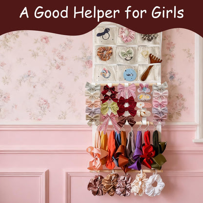 Headband Holder Bows Organizer for Girls | High Capacity Wall Mounted Hair Accessories Organizer Holder for Hair Bows & Clips | Girls Room Wall Decor