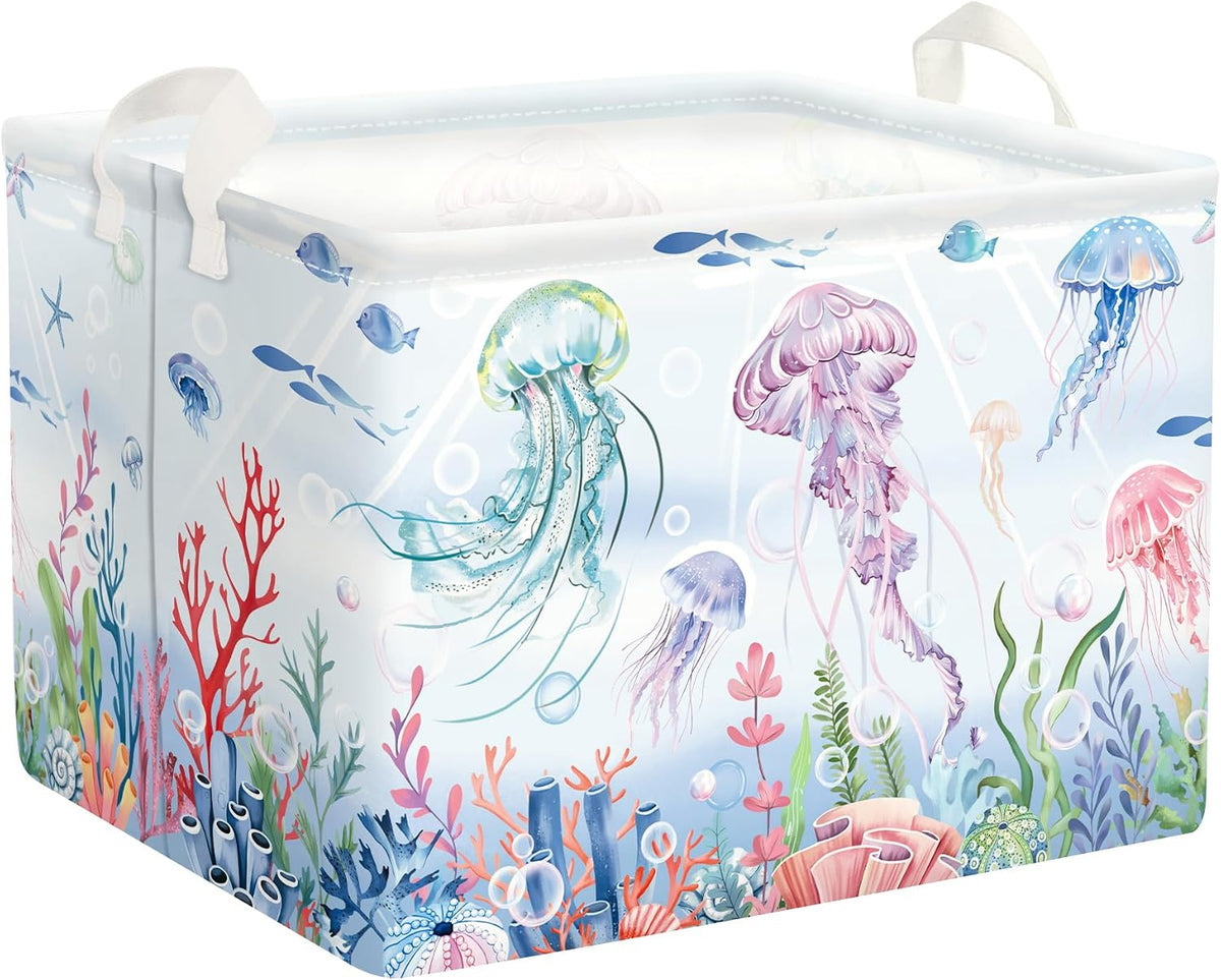 Ocean Animals Baby Laundry Hamper Collapsible Clothes Kids Storage Basket Large Boys Girls Gift Toy Box Bin for Nursery Room, Sea Turtle, 63L