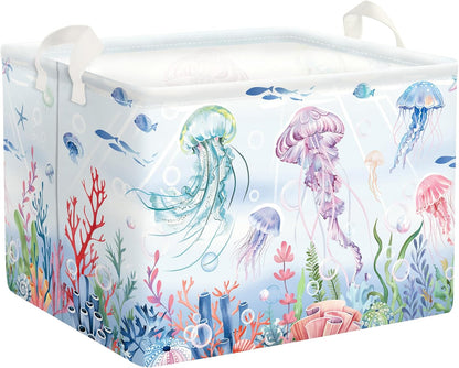 Ocean Animals Baby Laundry Hamper Collapsible Clothes Kids Storage Basket Large Boys Girls Gift Toy Box Bin for Nursery Room, Sea Turtle, 63L