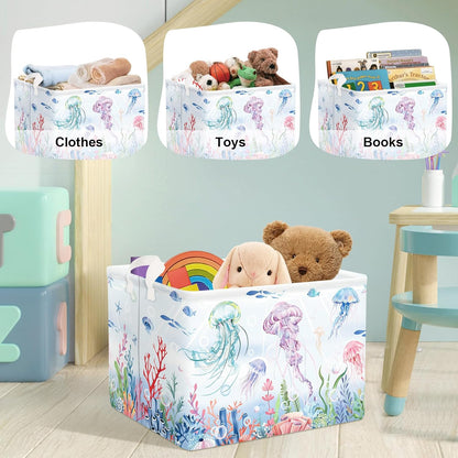 Ocean Animals Baby Laundry Hamper Collapsible Clothes Kids Storage Basket Large Boys Girls Gift Toy Box Bin for Nursery Room, Sea Turtle, 63L