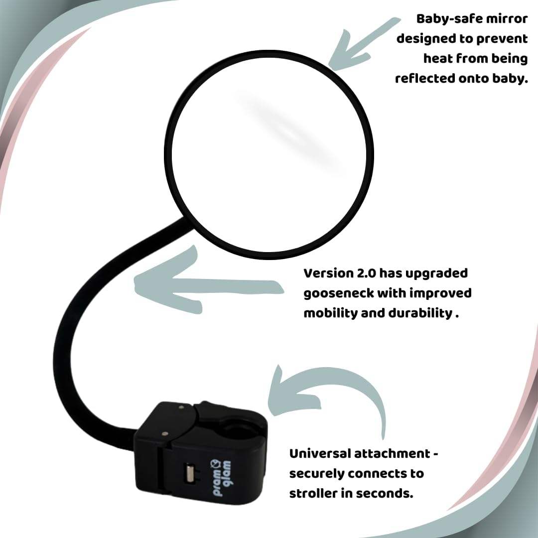 Stroller Mirror - See Your Baby's Face on Stroller Walks. Stroller Accessories to Connect & Engage in Pram or Stroller. Universal Stroller Attachment. ( OG)