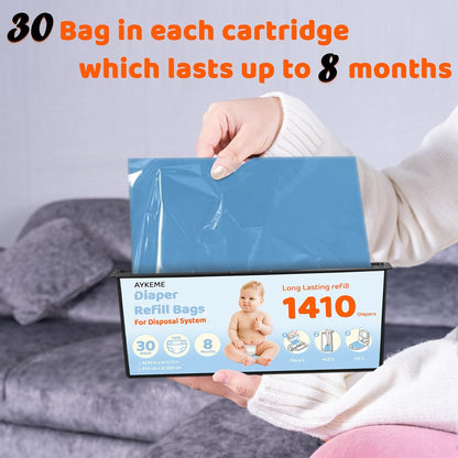 90 Bags Diaper Pail Refills Bags Compatible with Genie Easy Roll Signature & Platinum Diaper Pails | 7-Layer OdorLock Technology | Up to 10 Months Use,3 Pack