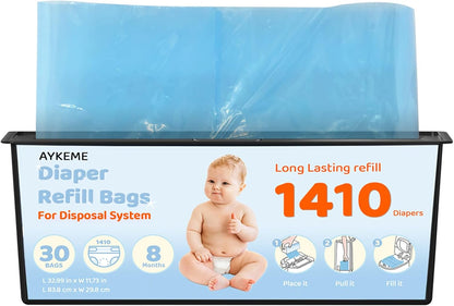 90 Bags Diaper Pail Refills Bags Compatible with Genie Easy Roll Signature & Platinum Diaper Pails | 7-Layer OdorLock Technology | Up to 10 Months Use,3 Pack