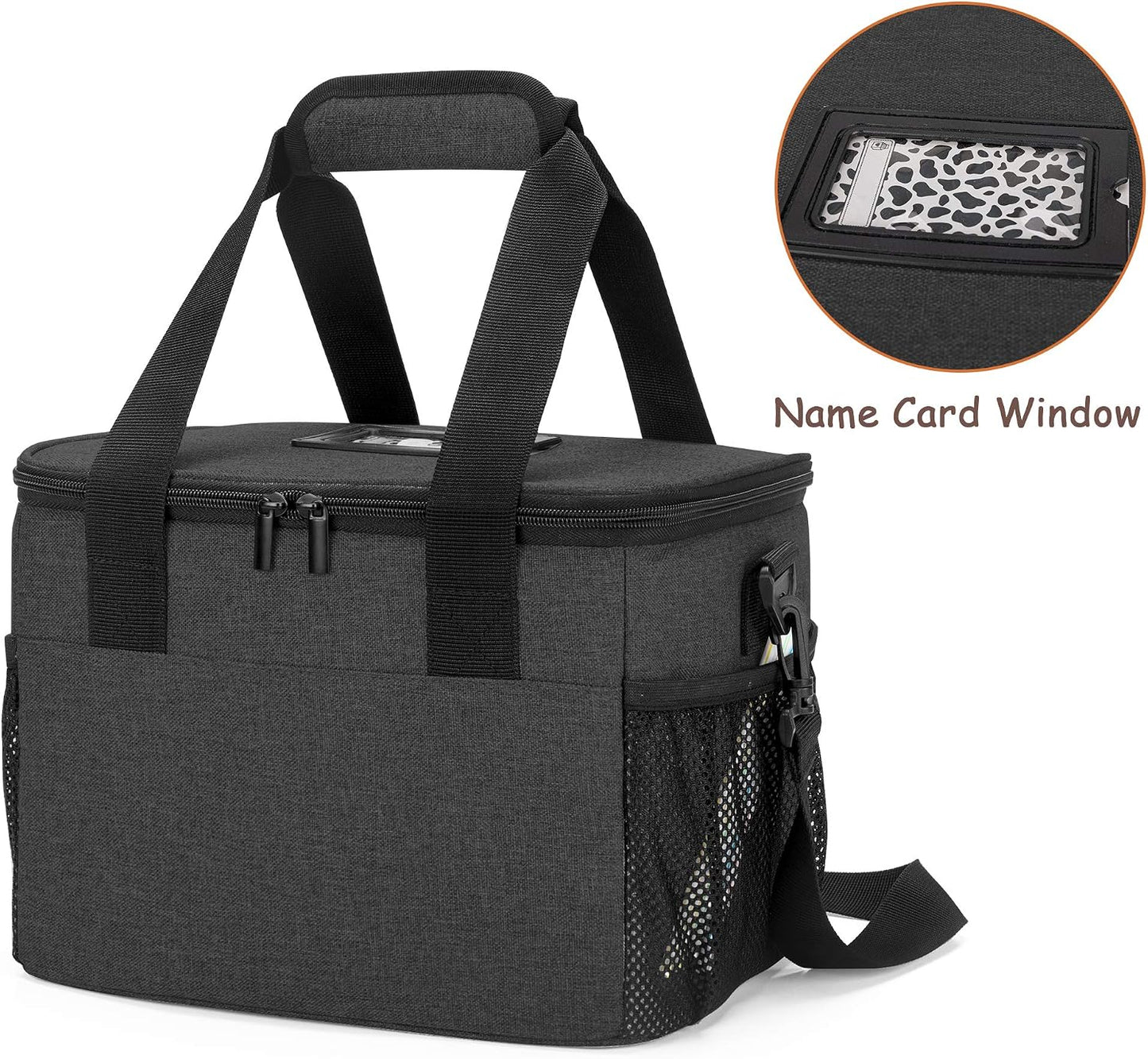 8-Cup Drink Carrier for Delivery Insulated Tote Bag, Black | Adjustable Dividers, Handle & Shoulder Strap,Reusable for Beverages,Food Take Out,Outdoors