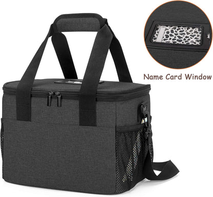 8-Cup Drink Carrier for Delivery Insulated Tote Bag, Black | Adjustable Dividers, Handle & Shoulder Strap,Reusable for Beverages,Food Take Out,Outdoors