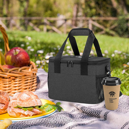 8-Cup Drink Carrier for Delivery Insulated Tote Bag, Black | Adjustable Dividers, Handle & Shoulder Strap,Reusable for Beverages,Food Take Out,Outdoors