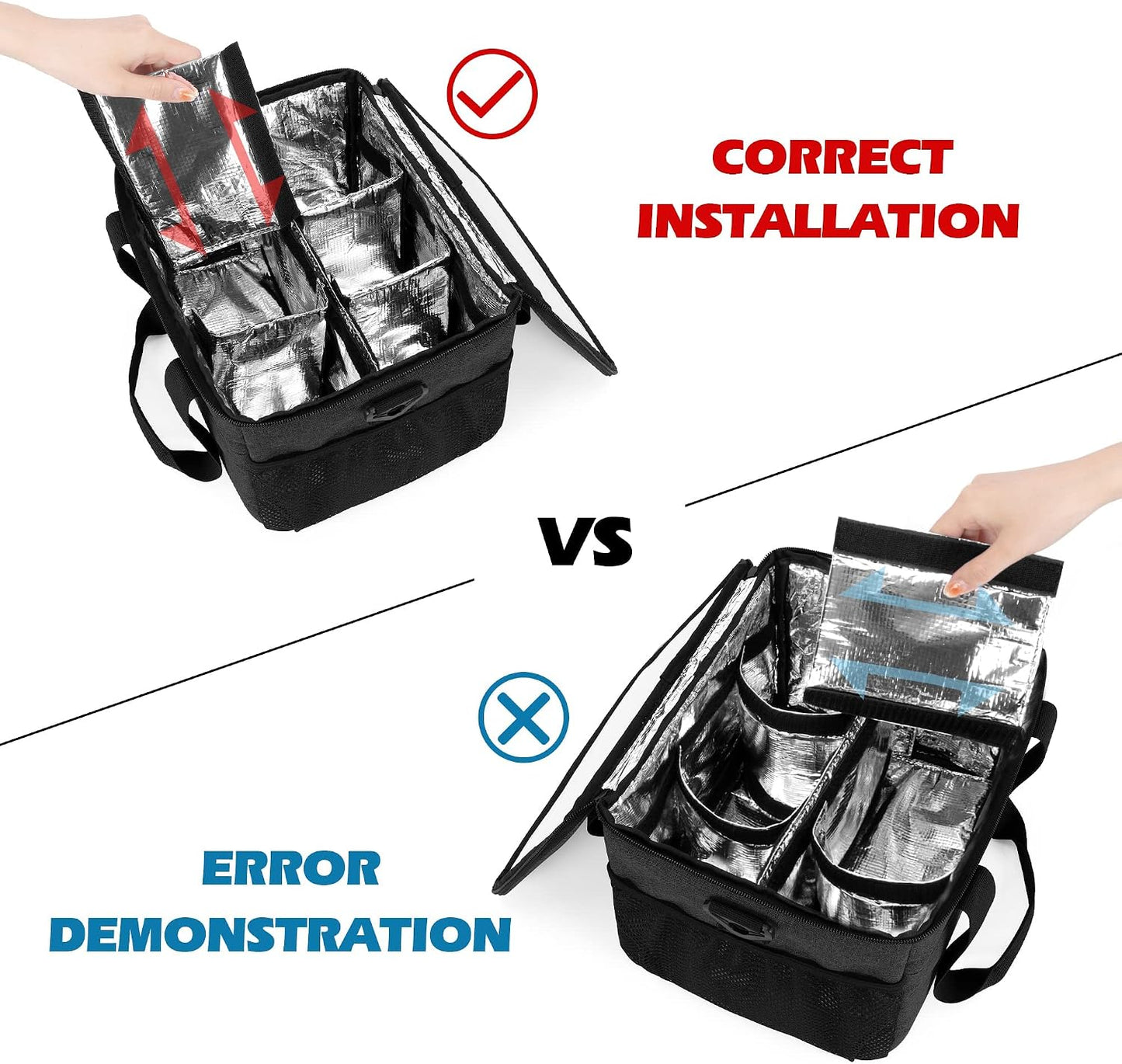 8-Cup Drink Carrier for Delivery Insulated Tote Bag, Black | Adjustable Dividers, Handle & Shoulder Strap,Reusable for Beverages,Food Take Out,Outdoors
