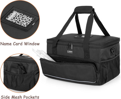 8-Cup Drink Carrier for Delivery Insulated Tote Bag, Black | Adjustable Dividers, Handle & Shoulder Strap,Reusable for Beverages,Food Take Out,Outdoors
