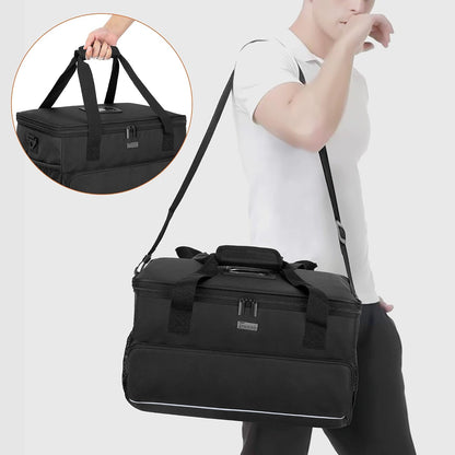 8-Cup Drink Carrier for Delivery Insulated Tote Bag, Black | Adjustable Dividers, Handle & Shoulder Strap,Reusable for Beverages,Food Take Out,Outdoors