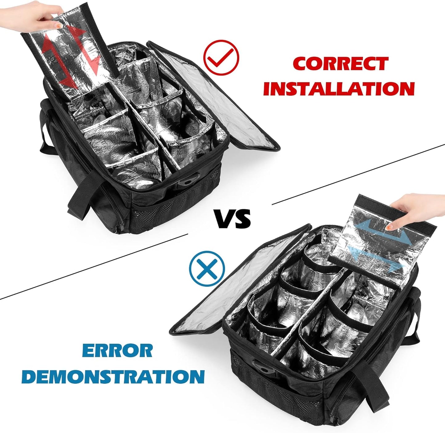 8-Cup Drink Carrier for Delivery Insulated Tote Bag, Black | Adjustable Dividers, Handle & Shoulder Strap,Reusable for Beverages,Food Take Out,Outdoors