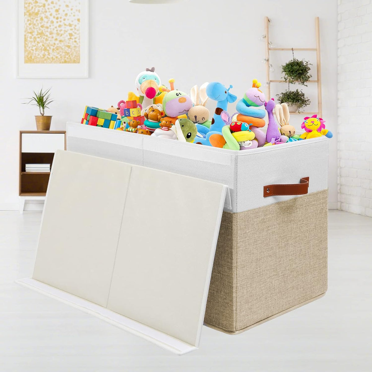Extra Large Toy Storage Box with Lid,Toy Chest Bin Basket with Dividers