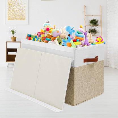 Extra Large Toy Storage Box with Lid,Toy Chest Bin Basket with Dividers