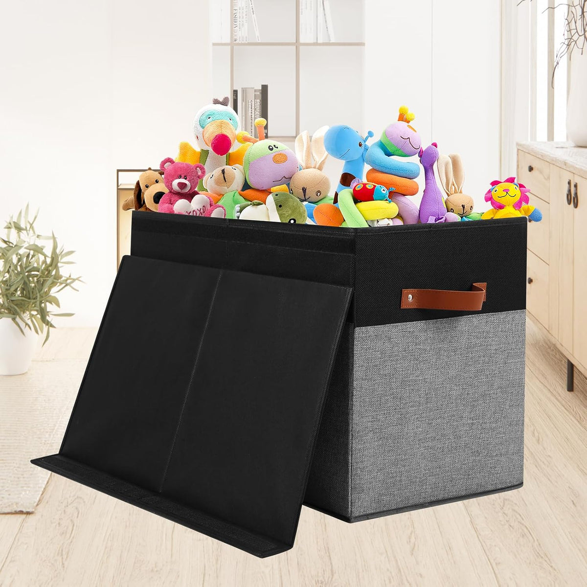 Extra Large Toy Storage Box with Lid,Toy Chest Bin Basket with Dividers