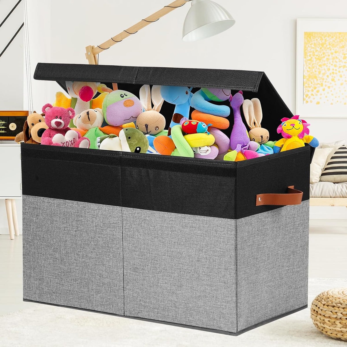 Extra Large Toy Storage Box with Lid,Toy Chest Bin Basket with Dividers
