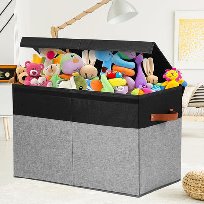 Extra Large Toy Storage Box with Lid,Toy Chest Bin Basket with Dividers