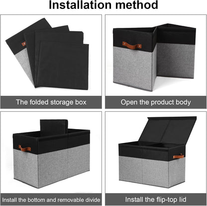 Extra Large Toy Storage Box with Lid,Toy Chest Bin Basket with Dividers