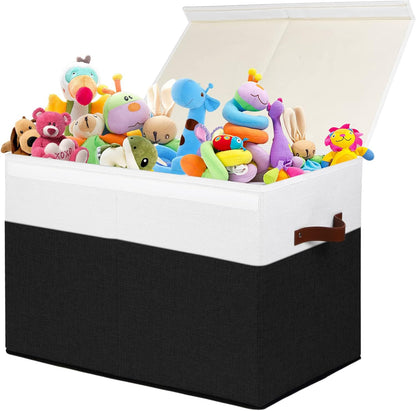 Extra Large Toy Storage Box with Lid,Toy Chest Bin Basket with Dividers
