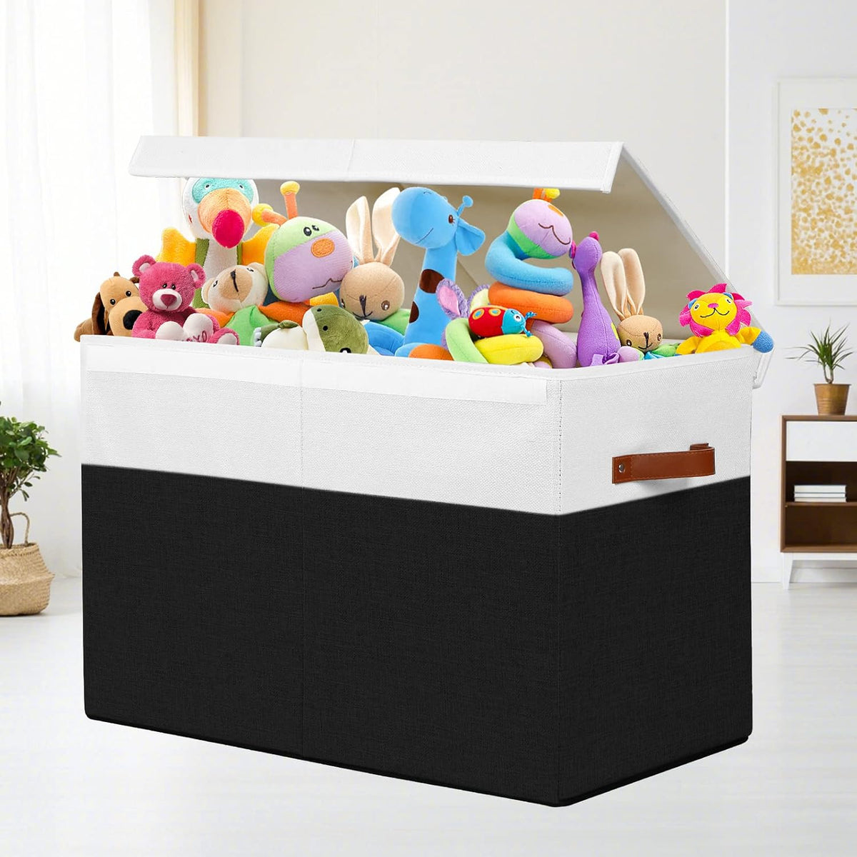 Extra Large Toy Storage Box with Lid,Toy Chest Bin Basket with Dividers