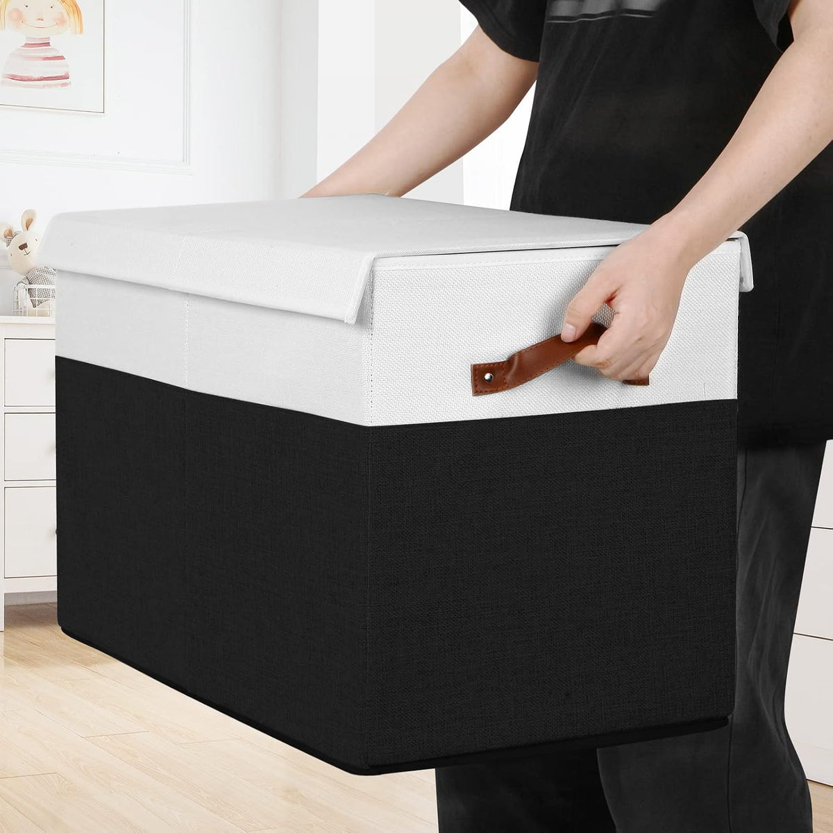 Extra Large Toy Storage Box with Lid,Toy Chest Bin Basket with Dividers