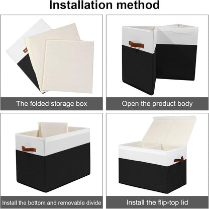 Extra Large Toy Storage Box with Lid,Toy Chest Bin Basket with Dividers